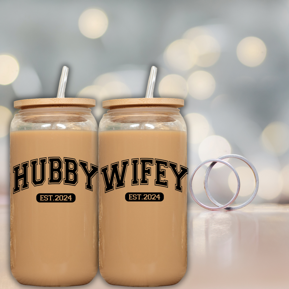 16oz Hubby EST 2024 Glass Can