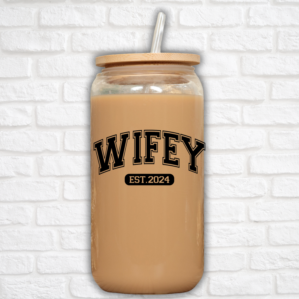 16oz Wifey EST 2024 Glass Can