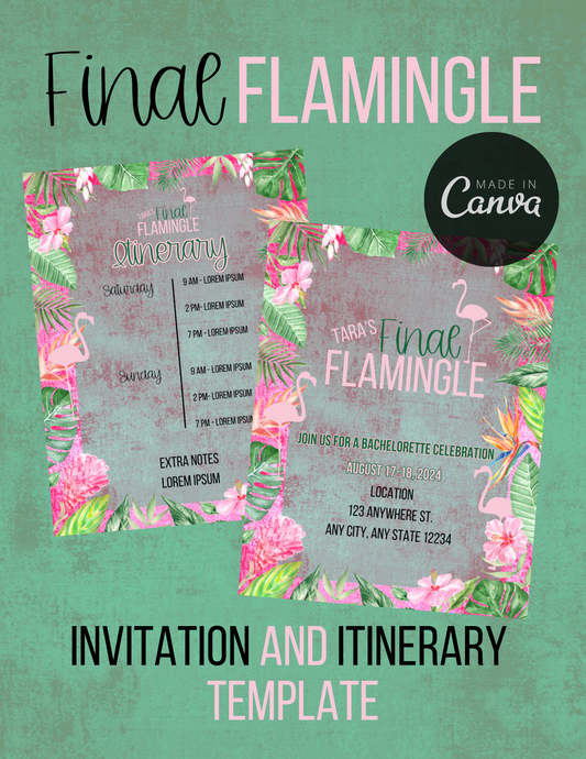 Final Flamingle Bachelorette Invitation & Itinerary Digital Download Editable Template