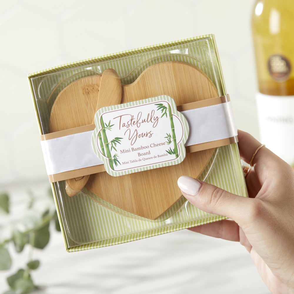 "Tastefully Yours" Heart Shaped Bamboo Cheese Board