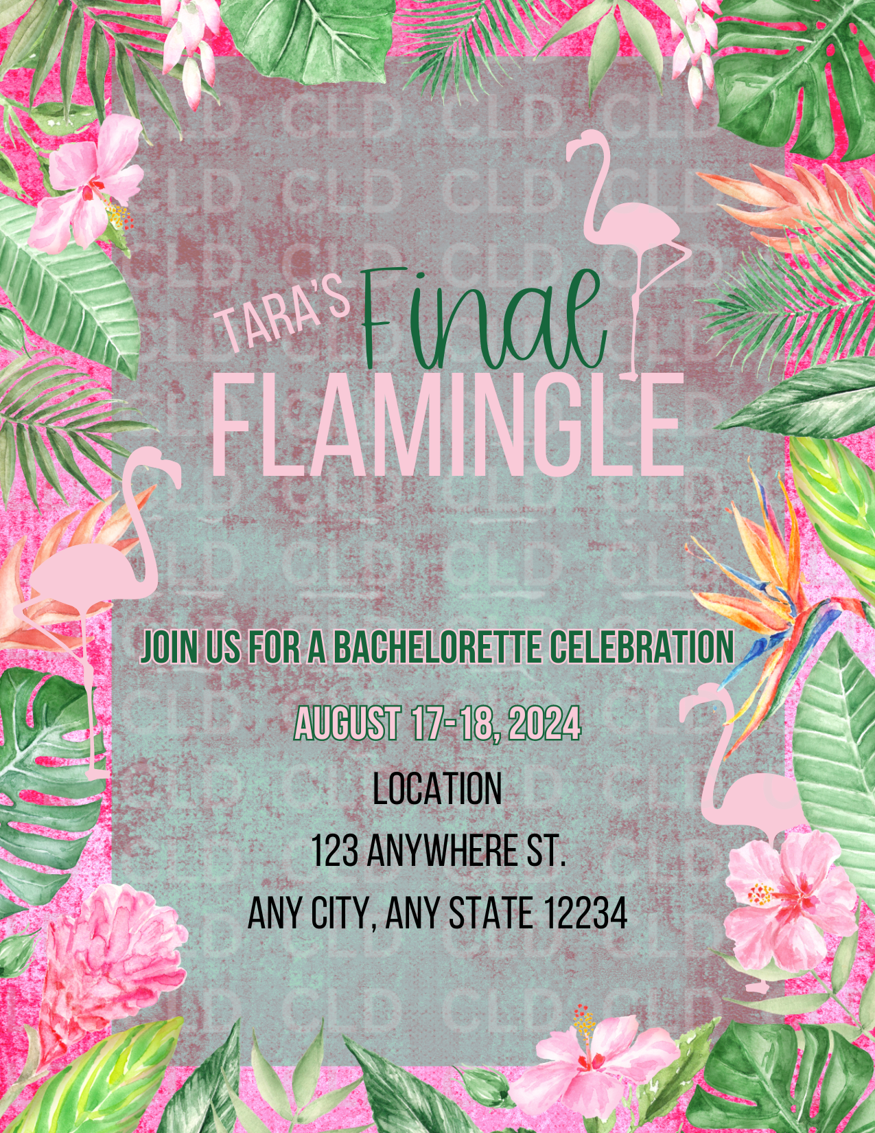 Final Flamingle Bachelorette Invitation & Itinerary Digital Download Editable Template