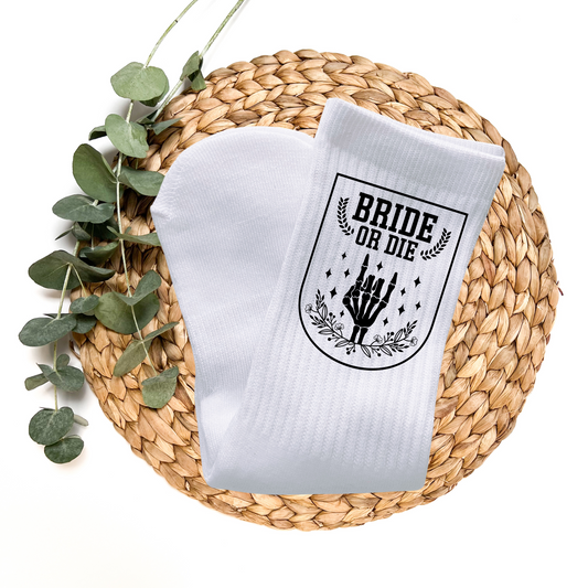 Bride or Die / Til Death Do Us Party Crew Socks, Bridal Party Socks