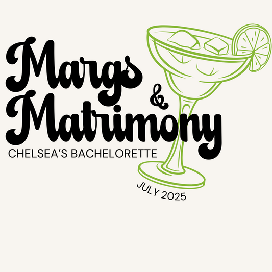 Margs & Matrimony Customized Bachelorette Logo with Color Options