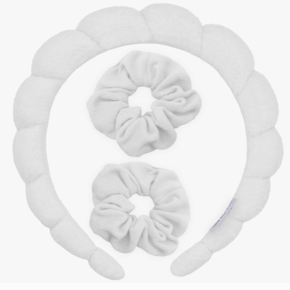 Puffy Terry Cloth Padded Spa Headband with Scrunchies