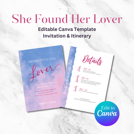She Found Her Lover Invitation and Itinerary - Editable Template