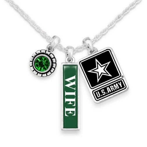 U.S. Army Wife Triple Charm Necklace