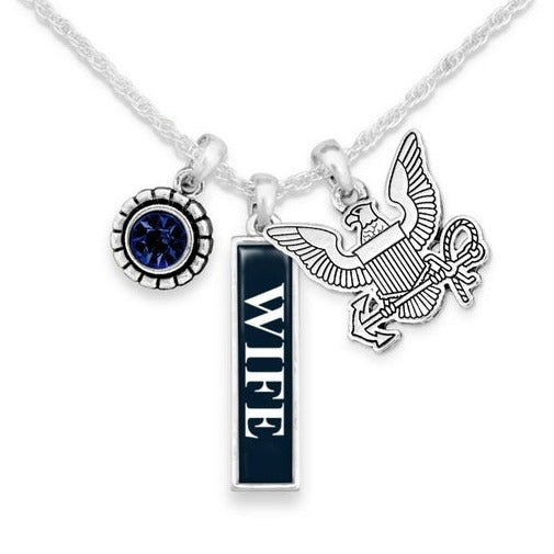 U.S. Navy Wife Triple Charm Necklace