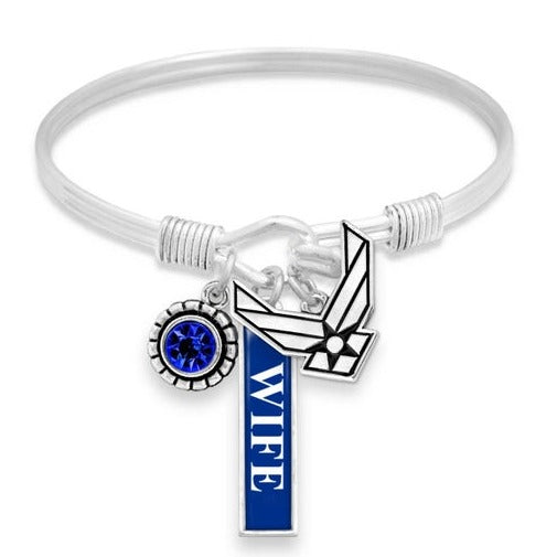 U.S. Air Force Wife Triple Charm Bracelet