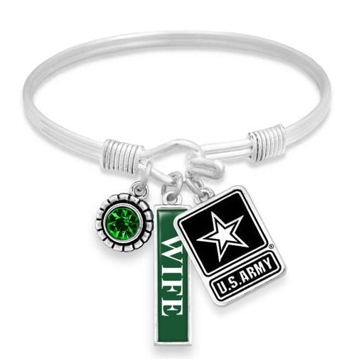 U.S. Army Wife Triple Charm Bracelet