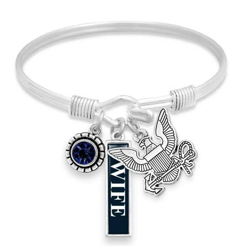 U.S. Navy Wife Triple Charm Bracelet