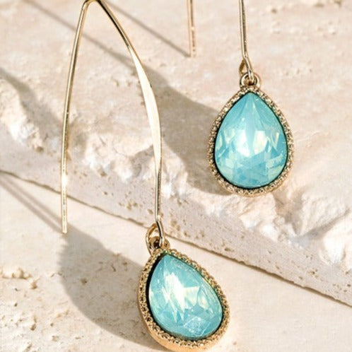 Opal Mint - Tear Drop Fish Hook Earrings