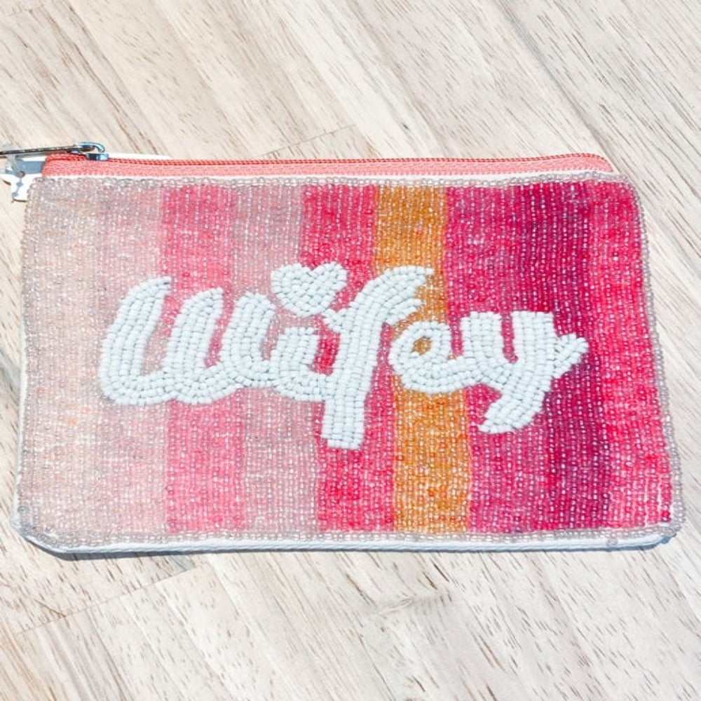 Wifey Seed Bead Canvas Pouch