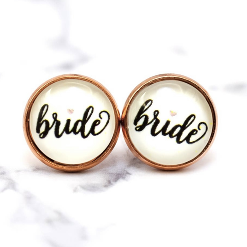 Bride Photo Stud Earrings