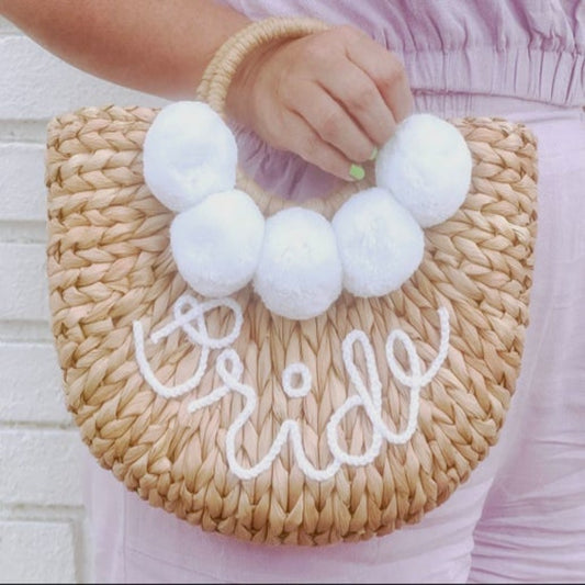 Bride Straw Pom Handbag