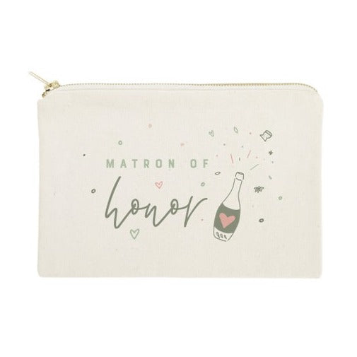 Matron of Honor Champagne Bottle Makeup Bag