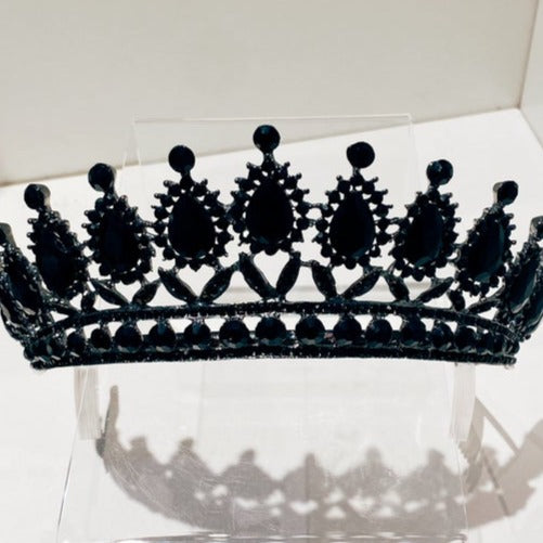 Flowers Casting Rhinestone Tiara - Black