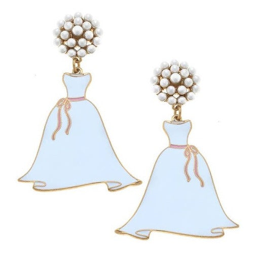 Wedding Dress and Pearl Earrings